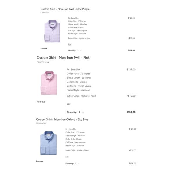 Charles Tyrwhitt Lot 3 Extra Slim French Cuff Non-Iron Dress Shirts Pink 17.5 35 - Picture 6 of 10